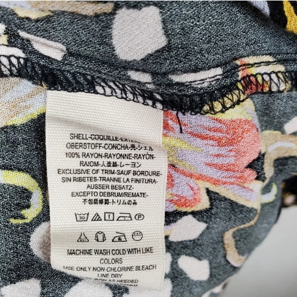 Free People Bella Black Floral Long Bell Sleeve Oversize Blouse Top Sz XS - Picture 5 of 5